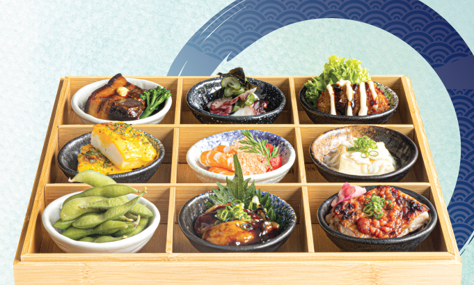 Japanese BBQ Bonanza Themed Buffet Sampler Platter